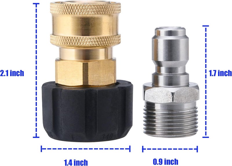 JOEJET Pressure Washer Adapter Set, M22 to 3/8" Quick Connect for Pressure Washer Hose, M22 14mm to M22 Metric Fitting, 5000 PSI - Image 5